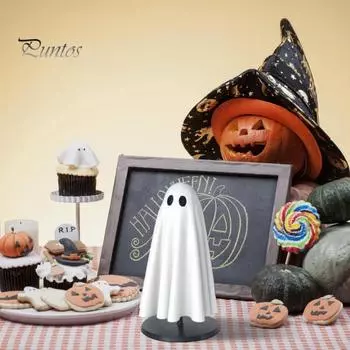 Статуя привидения на Хэллоуин с подставкой, симпатичные фигурки привидения, украшение для рабочего стола, скульптура привидения для домашнего офиса, декор A флуоресцентный зеленый