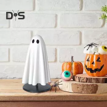 Статуя привидения на Хэллоуин с подставкой, симпатичные фигурки привидения, украшение для рабочего стола, скульптура привидения для домашнего офиса, декор A белый