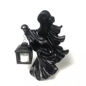 Статуя Призрака со Светом Статуя из Черной Смолы Декор на Хэллоуин Украшение для Сада Двора