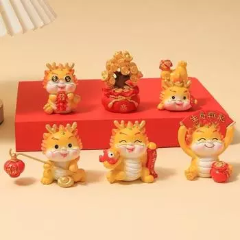 Статуя ярких цветов, очаровательный внешний вид на Новый год 2024, фигурка дракона, миниатюрное украшение для рабочего стола B