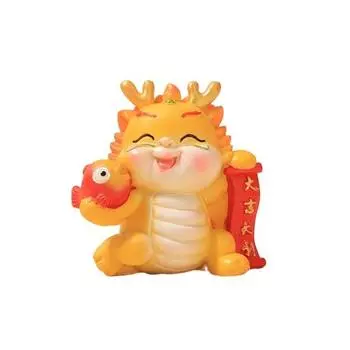 Статуя ярких цветов, очаровательный внешний вид на Новый год 2024, фигурка дракона, миниатюрное украшение для рабочего стола E