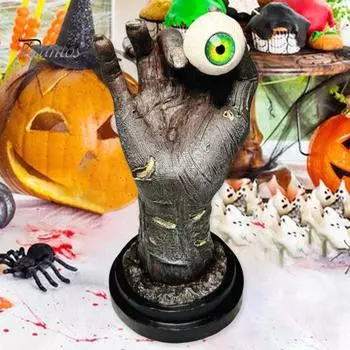 Статуя руки демона, украшение из смолы, рука дьявола, окровавленная скульптура глазного яблока, Хэллоуин, готический декор комнаты коричневый