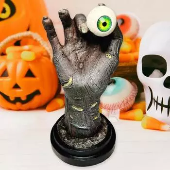 Статуя руки демона, украшение из смолы, рука дьявола, окровавленная скульптура глазного яблока, Хэллоуин, готический декор комнаты