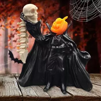 Статуя рыцаря без головы на Хэллоуин, ужасная тыквенная голова, фигурка рыцаря-черепника, ручная работа, винтажное украшение стола для 10cm pumpkin