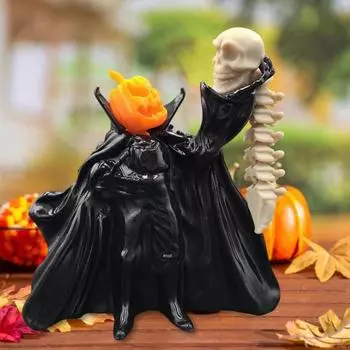 Статуя рыцаря без головы на Хэллоуин, ужасная тыквенная голова, фигурка рыцаря-черепника, винтажное украшение стола ручной работы для домашнего офиса 10cm Skull