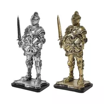 Статуя рыцаря, винтажное ретро-искусство, декоративные фигурки, настольные украшения для камина, стола, прихожей, шкафа, украшения для дома золотой