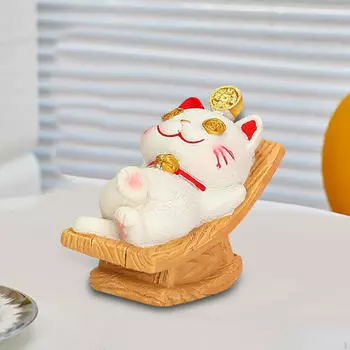 Статуя счастливого кота, скульптура животного, мультяшная резиновая фигурка котенка, настольное украшение для спальни Style A