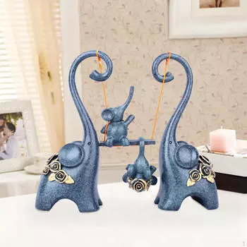 Статуя семьи слонов, скульптура животного, сувенир, свадебный подарок, настольное украшение, декоративная фигурка