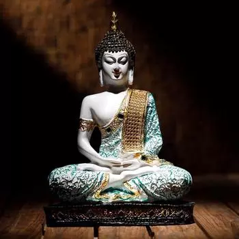 Статуя сидящего Будды из полирезины, экспонат для домашнего декора, украшения для подарка