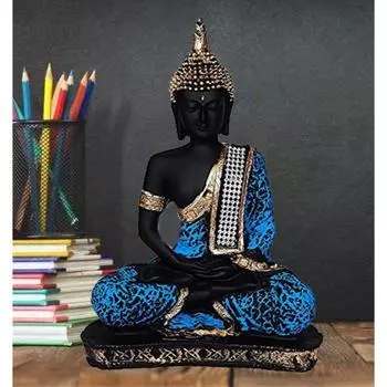 Статуя сидящего Будды из полирезины, экспонат для домашнего декора, украшения, подарка, подарочных товаров 1 фото (ЧЕРНЫЙ розовый), религиозный