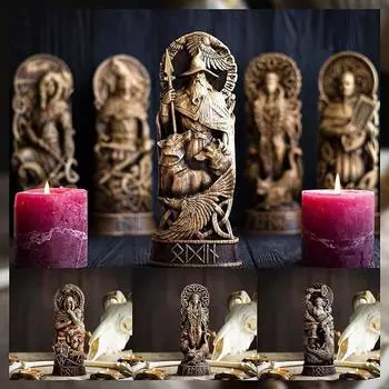 Статуя скандинавского бога из смолы, скандинавские пантеоны, фигурка скандинавских богов, ремесло, мифология викингов, полка для винного шкафа, книжный шкаф, скульптурный орнамент