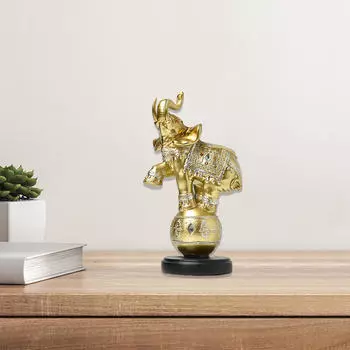 Статуя слона из смолы, фигурка животного, художественная скульптура, украшение для юбилея фермерского дома золотой