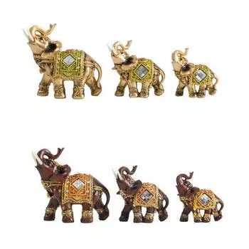Статуя слона из смолы, украшение для дома, аксессуары, ретро-скульптура слона из меди, статуэтка, поделки, настольный домашний декор 9X4.5X9cm