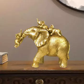 Статуя слона, коллекция скульптур животных, креативная фигурка из смолы, настольный декор для подоконника Style A Golden