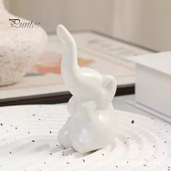 Статуя слона, мини-керамическая фигурка слона, небольшая полка, настольный предмет, центральный элемент для гостиной, спальни, домашнего декора A