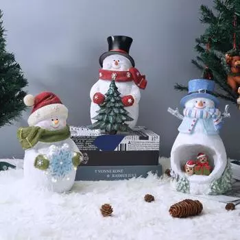 Статуя снеговика, декоративное освещение, венок, кольцо, скандинавский светодиодный светящийся декор снеговика для дома 2