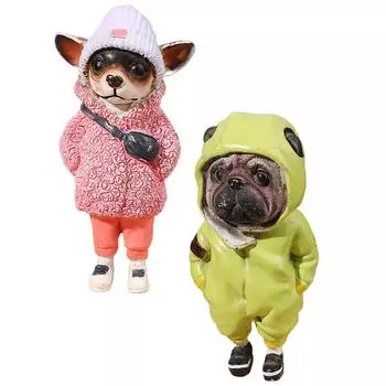 Статуя собаки Мини DIY Друзья Подарки Украшения Статуя животного Искусство Ремесла Скульптура собаки для спальни Офис Полка Патио Газон светло-зеленый