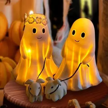 Статуя собаки-призрака: Декор на Хэллоуин, креативное и забавное украшение для стола или сада