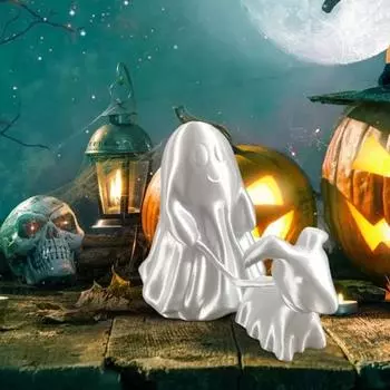 Статуя собаки-призрака на Хэллоуин, 3D-печатная жуткая фигурка щенка-призрака, скульптура для домашнего офиса, украшение для рабочего стола, орнамент B