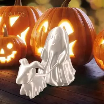 Статуя собаки-призрака на Хэллоуин, 3D-печатная жуткая фигурка щенка-призрака, скульптура для домашнего офиса, украшение для рабочего стола, орнамент B