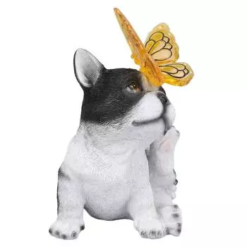 Статуя собаки, солнечный свет, уличный декор, меняющий цвет света, устойчивая к погодным условиям смола, садовые украшения