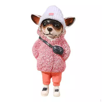 Статуя собаки, украшения, скульптура, фигурка щенка из смолы для двора, внутреннего сада светло-розовый