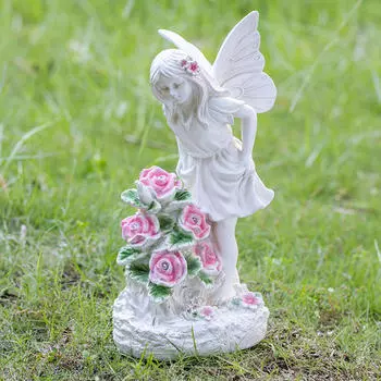 Статуя солнечного ангела из смолы, скульптура феи, водонепроницаемый наружный декор для сада
