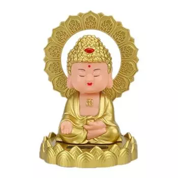 Статуя солнечного кивающего Будды Талисман Домашний интерьер автомобиля Офисный декор Шуй Декор Ремесла Украшения A4