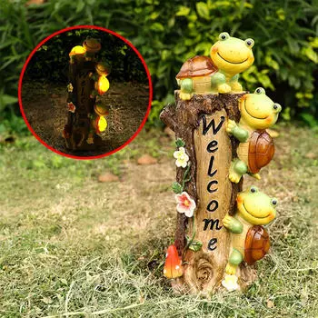 Статуя солнечные светодиодные лампы украшения скульптура переноска ремесло фигурка животного смола открытый подарок для