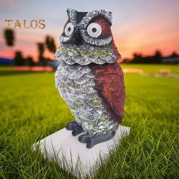 Статуя совы, ночник, реалистичная садовая статуя совы со светящимися глазами на солнечной энергии, скульптура совы из смолы, украшение для крыльца, патио, лужайки Owl
