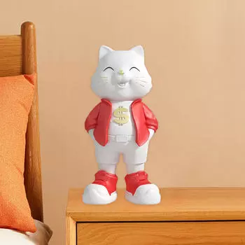 Статуя стоящего кота, декоративная статуэтка, коллекция поделок, симпатичное практичное настольное украшение из смолы красный