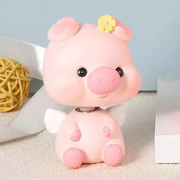 Статуя свиньи-ангела, качающая голова, очаровательная маленькая миниатюрная фигурка, украшение для автомобиля Style A