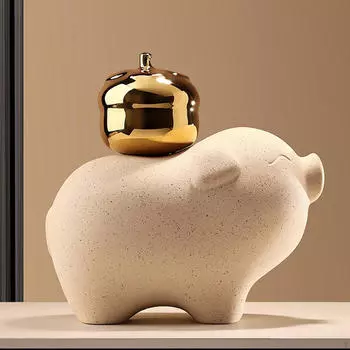 Статуя свиньи, китайская статуэтка фэншуй, настольное украшение, керамическая скульптура животного, центральный элемент стола