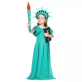 Статуя Свободы Косплей Костюм Древнеримское платье Мантии Статуя Свободы Костюм Хэллоуин Косплей Подарки для девочек и женщин M синий