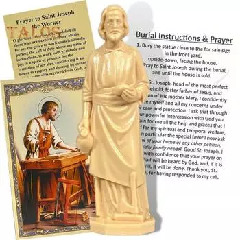 Статуя Святого Иосифа высотой 6 см, статуэтка Святого Иосифа, смоляная скульптура плотника Иосифа, подарок на удачу при продаже дома жёлтый