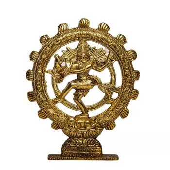 Статуя танцующего Шивы Господа Натараджи, выполненная с большой детализацией из слоновой кости с антикварной позолотой - Статуя индуистского бога | Домашний декор | Мандир | Подарок |