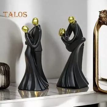 Статуя танцующей пары из смолы, абстрактная пара, украшение для рабочего стола, обнимающаяся пара, скульптура для спальни, гостиной, декор, свадебный подарок A чёрный