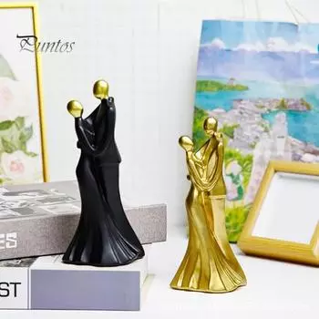 Статуя танцующей пары из смолы, абстрактная пара, украшение для рабочего стола, обнимающаяся пара, скульптура для спальни, гостиной, декор, свадебный подарок A чёрный