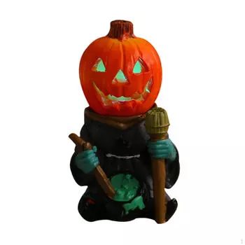 Статуя Тыквенного Рыцаря, светящаяся скульптура из смолы, коллекционирование подарков для друзей, украшение на Хэллоуин 14cmx8cmx6cm