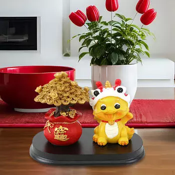 Статуя удачи китайского дракона с фигуркой дерева богатства - декор восточного искусства для кабинета дома Style A