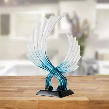 Статуя, украшение, подарок на новоселье, поделки Скульптура крыла, статуэтка для кофе синий