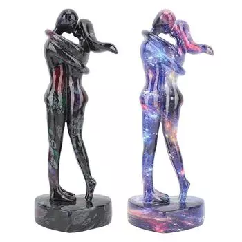 Статуя влюбленных из смолы, изысканная элегантная романтическая настольная фигурка пары для входа в домашний офис Blue