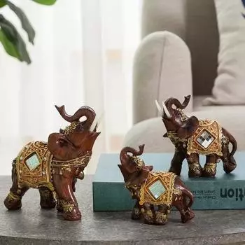 Статуя животного из смолы Скульптура слона Благоприятный и удачливый фэн-шуй Украшения для дома Аксессуары для офиса Украшения в виде слона из смолы