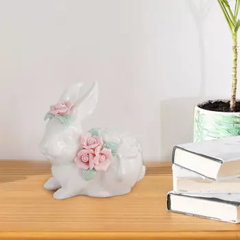 Статуя животного, скульптура кролика, керамическая Коллекционная фигурка кролика, украшение для рабочего стола для жизни Style E