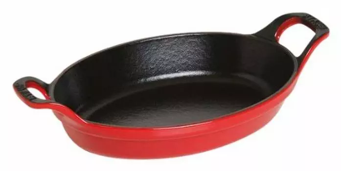 Staub 40509-896 Oval Stackable Dish, Cherry, 8.3 inches (21 cm), Cast Iron, Enameled Grill, Gratin Dish