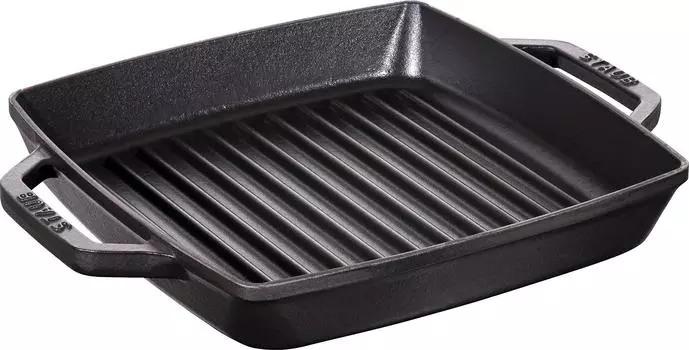 staub 40511-728-0 Pure Grill Square, Black, 9.1 inches (23 cm) Grill Pan, Both Hands, Casting, Enamel, Induction Compatible, Japanese Authentic Produc