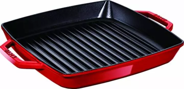 staub 40511-730 Pure Grill Square Cherry 9.1 inches (23 cm) Grill Pan, Both Hands, Casting, Enamel, Induction Compatible, Japanese Authentic Product