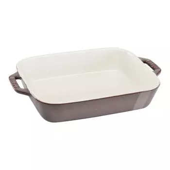 STAUB 40511-866 Прямоугольная тарелка, антично-серая, 7,9 x 6,3 дюйма (20 х 16 см), Керамическая форма для запекания, киш, термостойкая, для духовки, подходит для микроволновой печи, Vint