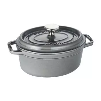 STAUB Cast Iron Roaster/Cocotte, Oval 17 cm, 1 L, Graphite Gray