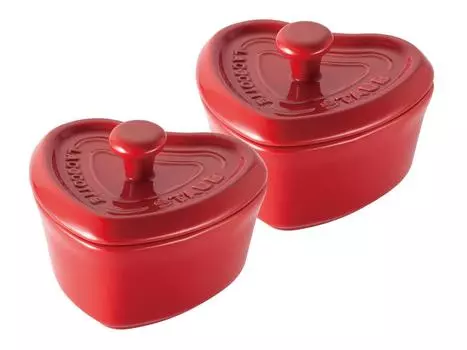 staub Ceramic Heart Cocotte 2PCS Pair Set Cherry 40511-416 вишня
